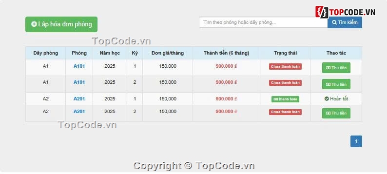 quản lý ký túc xá,quản lý phòng trọ,tính tiền điện nước,phân quyền admin nhân viên,đồ án tốt nghiệp,source code quản lý